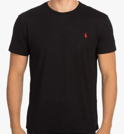 Ralph Lauren Polo Black T Shirt 100% Cotton Crewneck Mens Comfort Short Sleeve